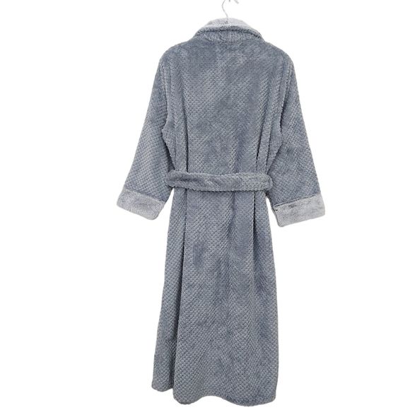 Carole Hochman Womens Texture Plush Wrap Robe Medium Gray - Picture 6 of 10